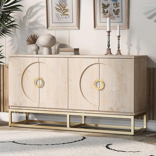 Beige 4 Door Wood Sideboard Cabinet O605
