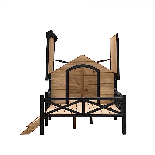 Large Wooden Dog Kennel with Porch C46625