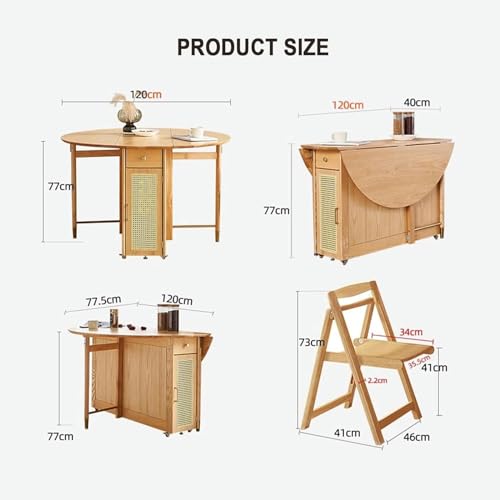 Folding Wood Round Dining Table with Storage Space R7881