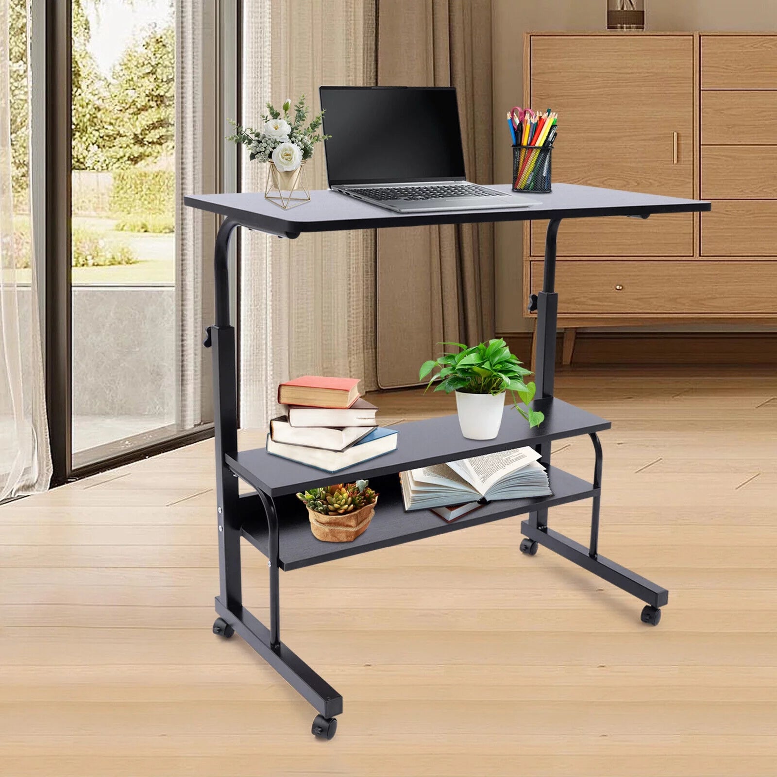 Adjustable Height Desk with Wheels Q812