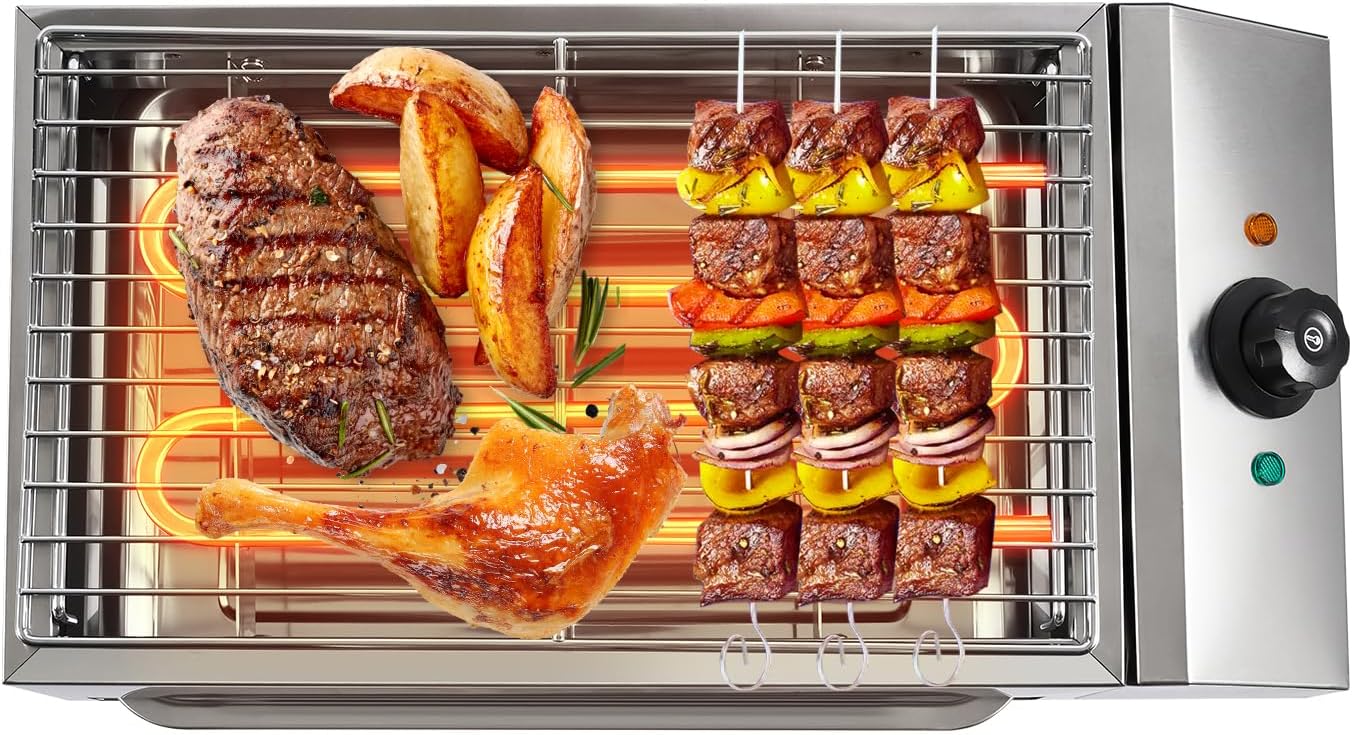 Electric Grill with Adjustable Temperature Control 572°F, 110V 1800W, Nonstick Cooking Surface M4615
