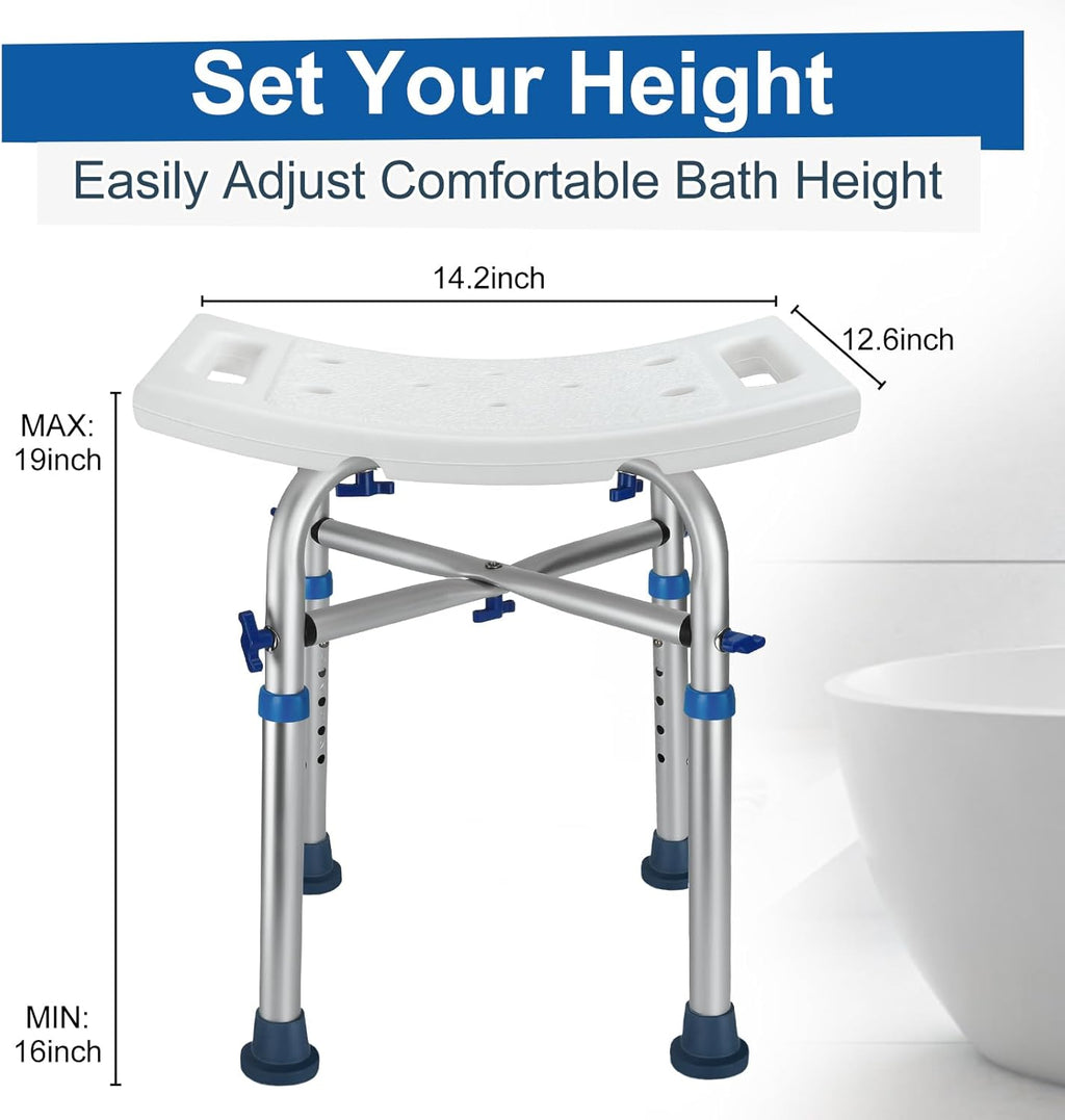 Adjustable Height Heavy Duty Shower Chair (Support 350lb) G596