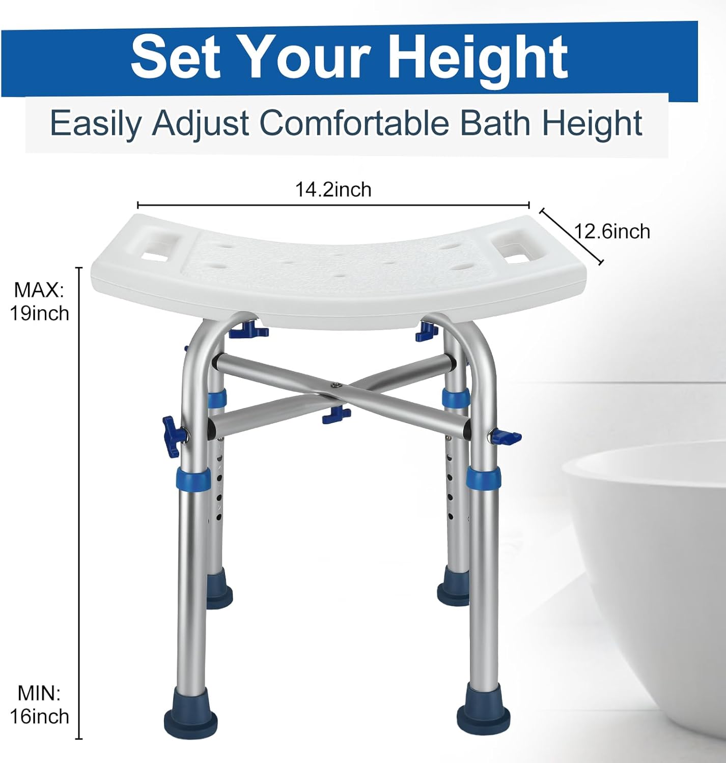 Adjustable Height Heavy Duty Shower Chair (Support 350lb) G596