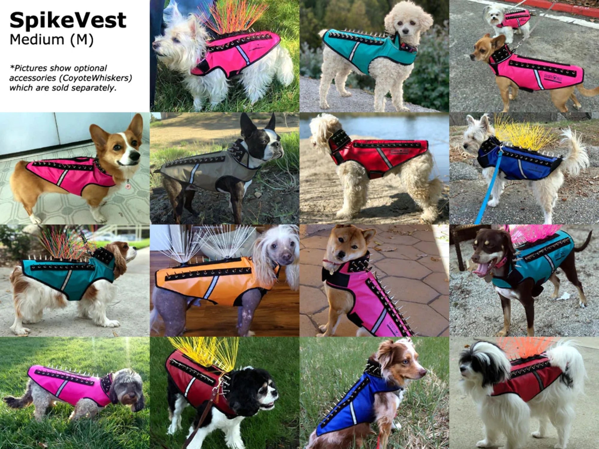 Reflective Dog Harness Vest with Spikes A65853