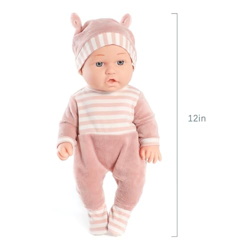 12'' Baby Doll Playset with Washable Doll Accessories Includes Carrier Bassinet Bed, Pacifier, Blanket, and Pillow F63906