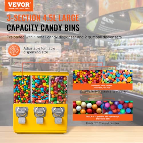 Yellow Triple Compartment Candy Dispenser with Iron Stand J380591