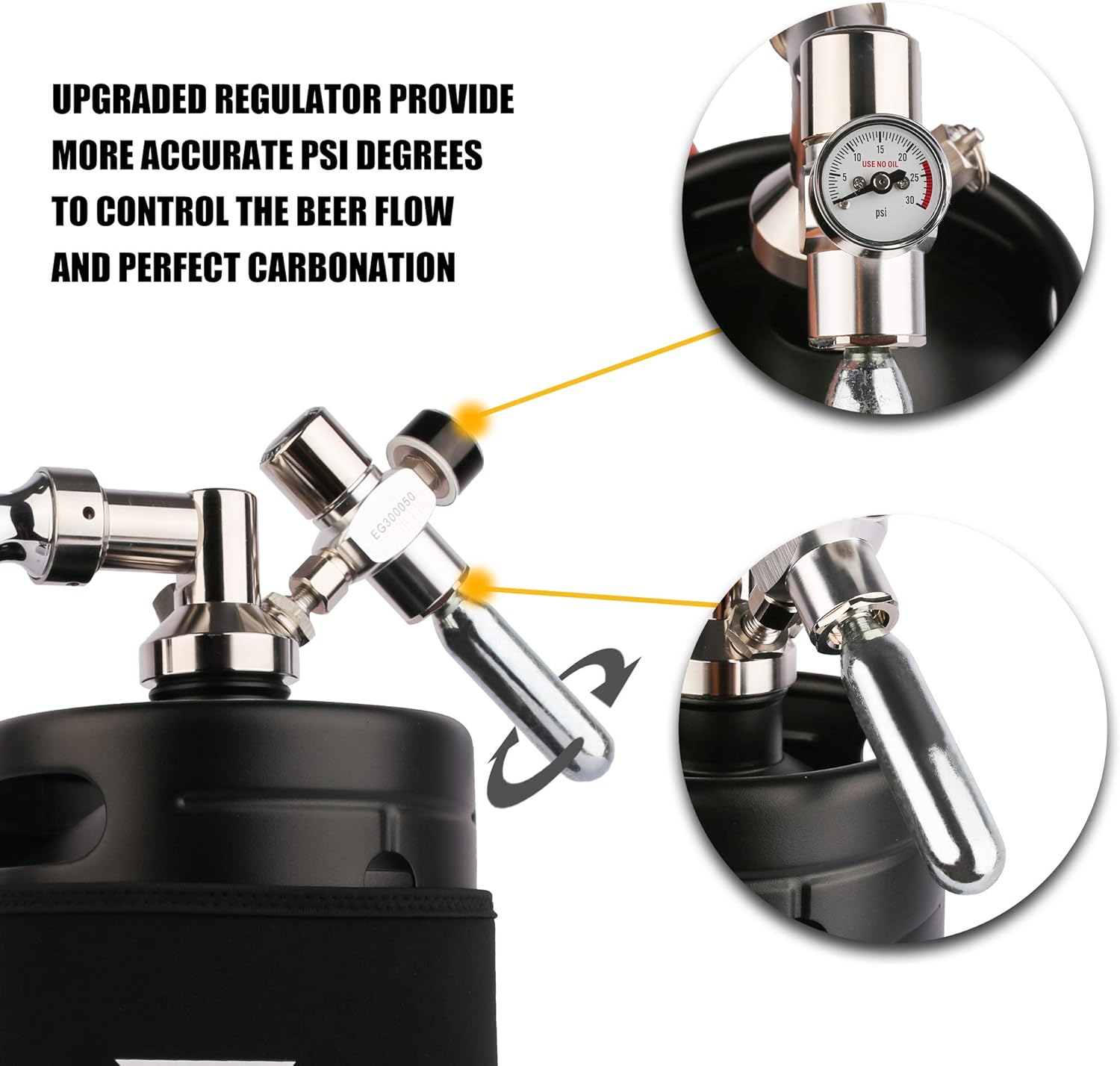 64oz Stainless Steel Pressurized Mini Keg with Cooler Jacket H70907