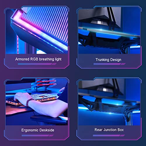 Black Gaming Desk with LED Lights B59678