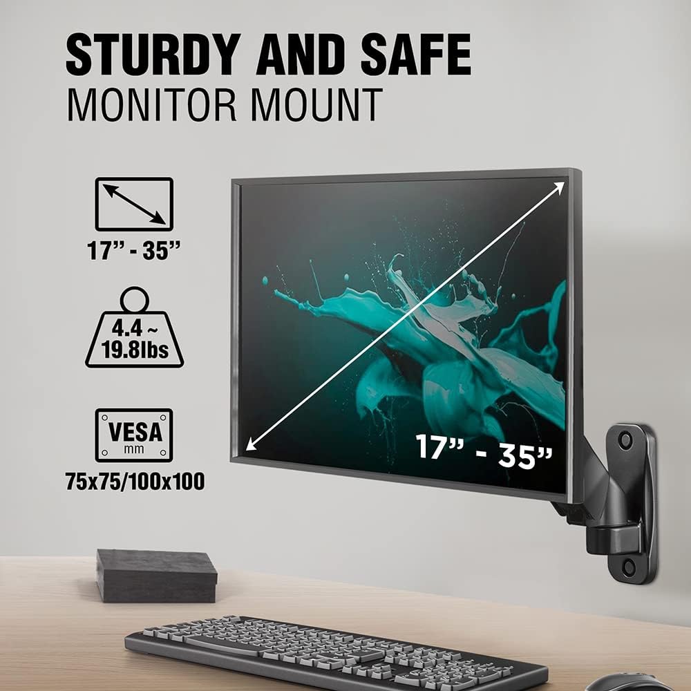 Black Full Motion Monitor Wall Mount Arm Q72822