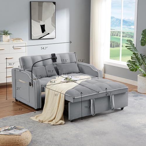 3-in-1 Velvet Convertible Sleeper Sofa Bed B3020