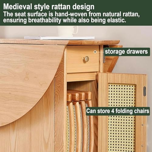 Folding Wood Round Dining Table with Storage Space R7881