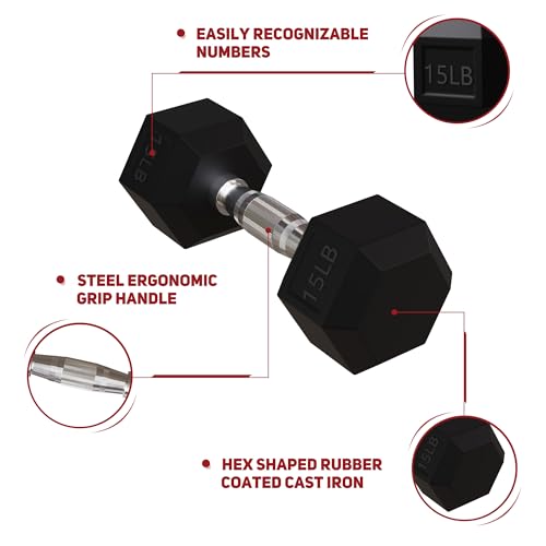 Rubber Coated Hex Dumbbell Set with Storage Rack B843