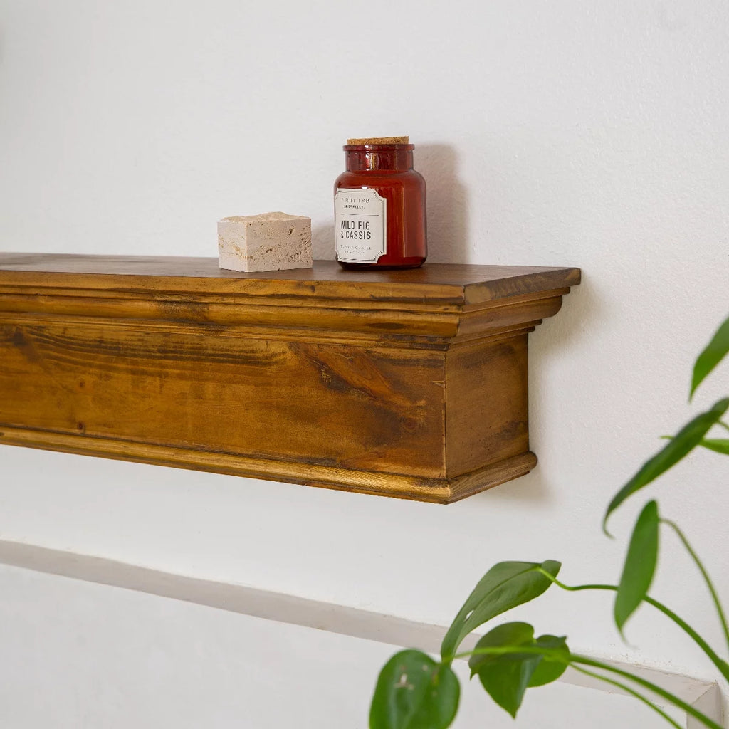 48" Rustic Ash Wood Mantel Shelf L15404