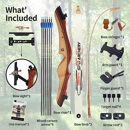20 lbs Takedown Recurve Bow Wood Longbow B36001