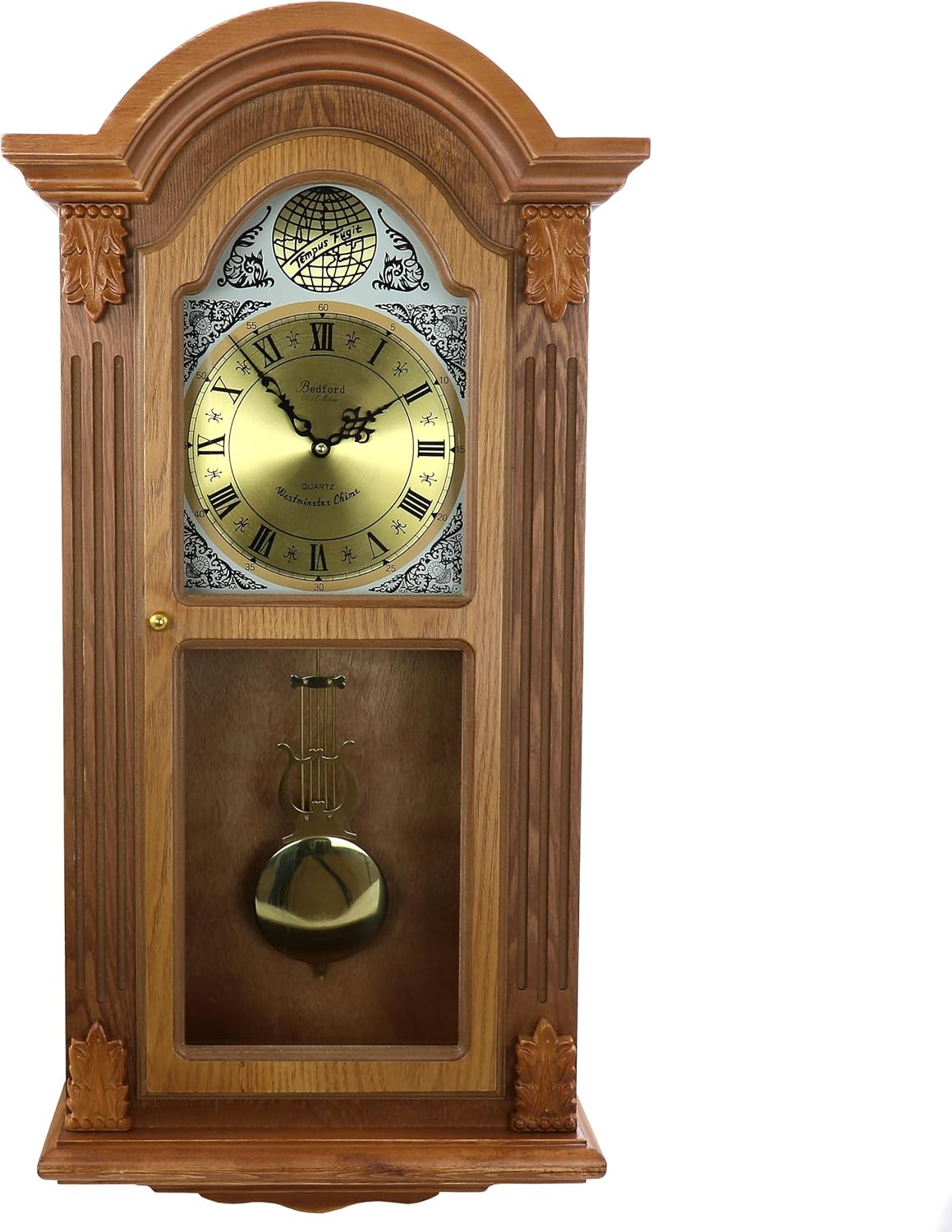 Honey Oak Chiming Pendulum Wall Clock S8273
