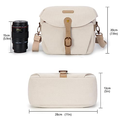 Khaki Canvas Camera Bag with Rain Cover T6037