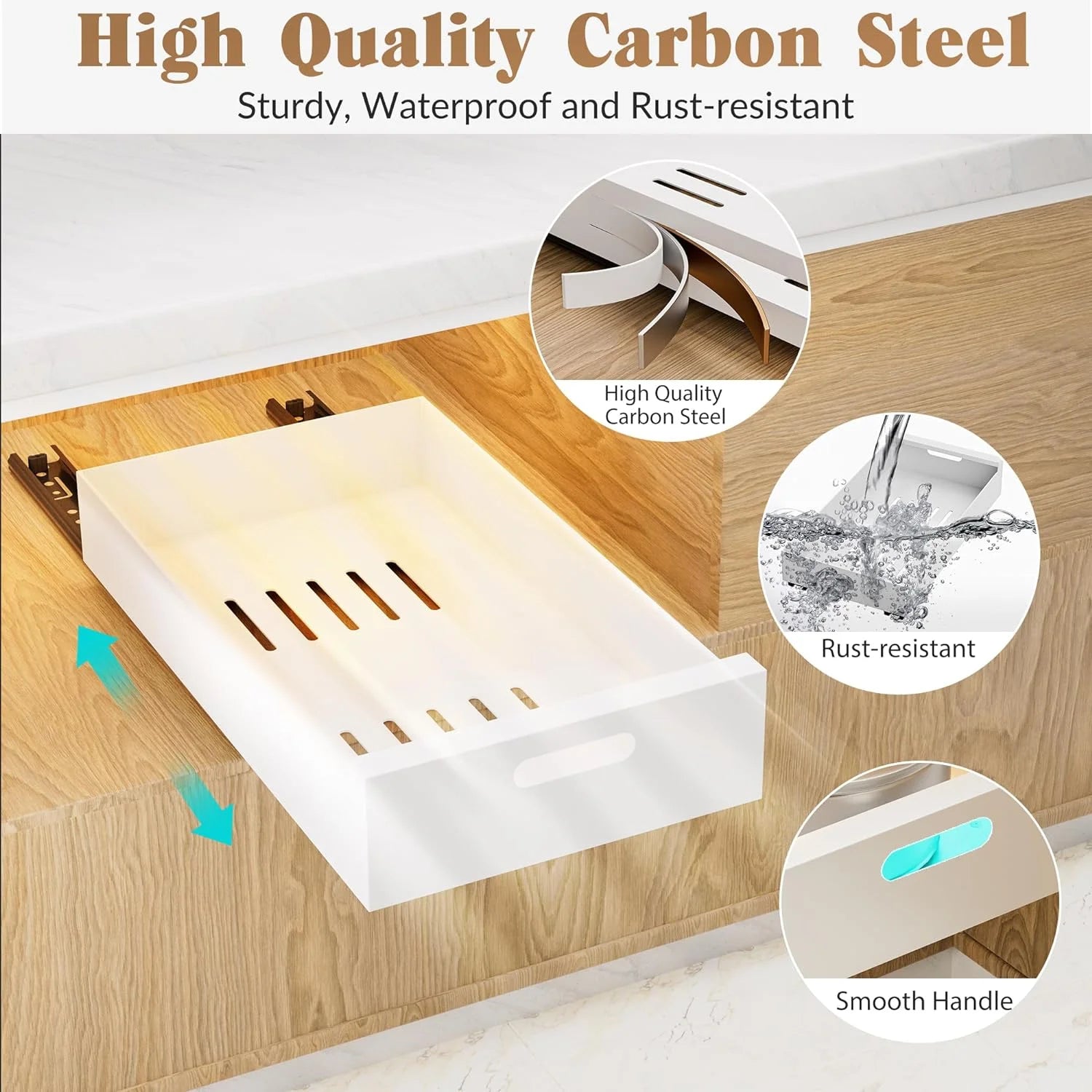 1 Pack 10-Inch Wide Carbon Steel Pull Out Cabinet Organizer D762177