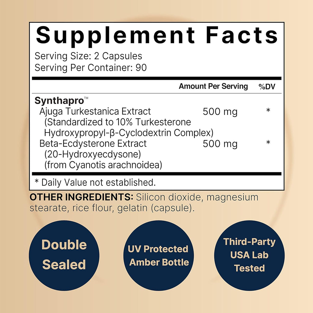 Turkesterone Supplement 500mg 180 Capsules V69400