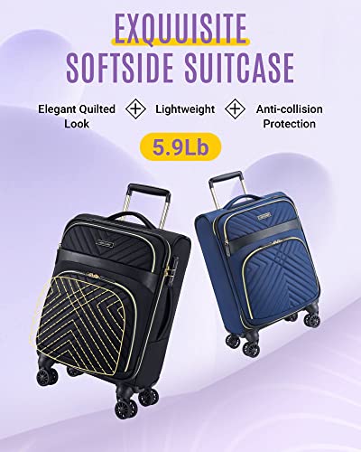 Black Softside Carry On Luggage 20 Inch with Spinner Wheels Z757090