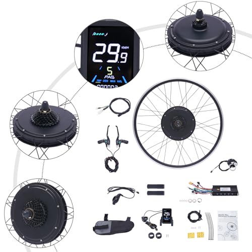 48V 1000W 700C 28"/29" Front/Rear Wheel Electric Bicycle Hub Kit with LCD Display & PAS E869091