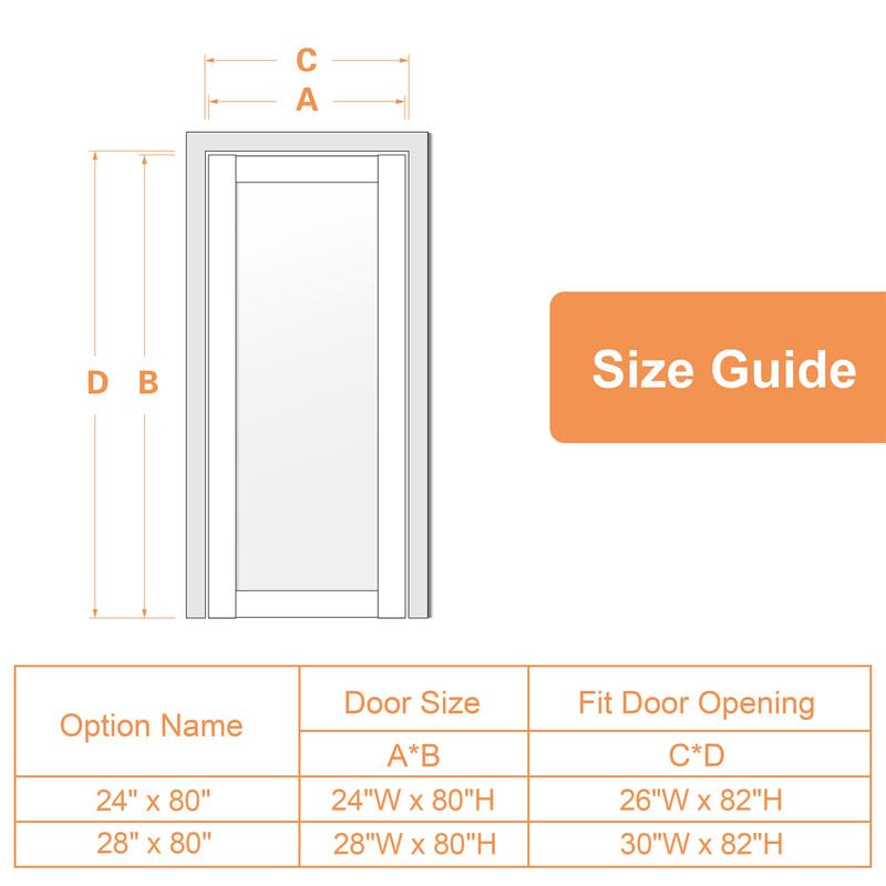 24" x 80" Slab Doors 5-Lite Tempered Frosted Glass Interior French Door, Solid MDF Door PVC Surface Single Panel Slab T403