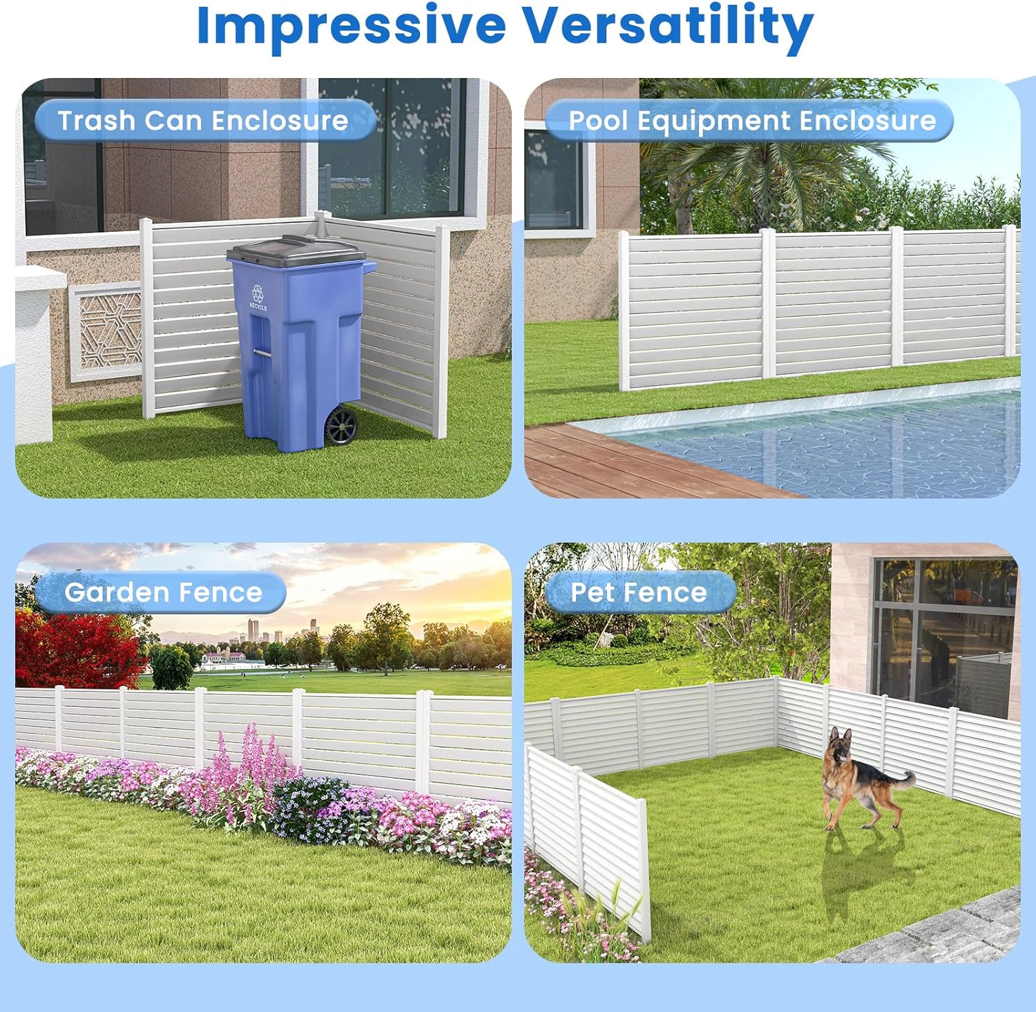 White Louvered Air Conditioner Fence 2 Panels H7568