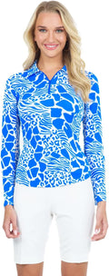 Blue/White UPF 50+ Cooling Long Sleeve Polo Z74941