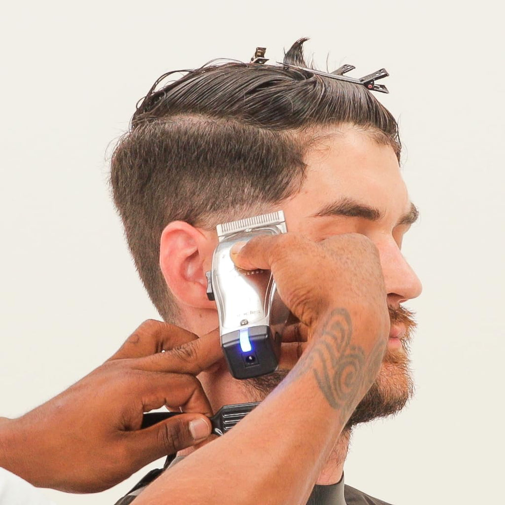 Silver Corded/Cordless Hair Trimmer with Adjustable Carbon Steel Blade E1246