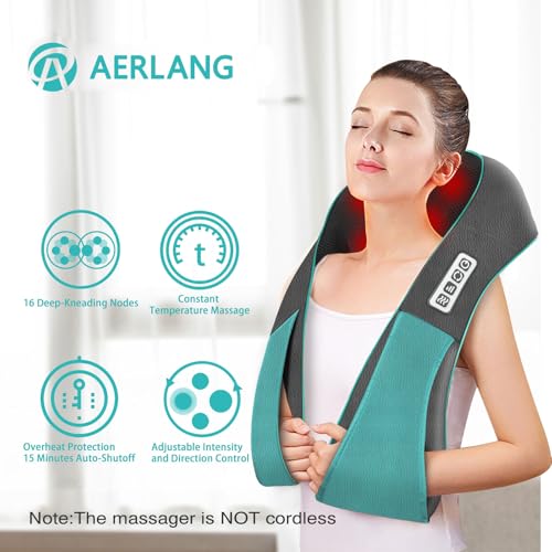Shiatsu Back and Neck Massager with Heat, Electric Massage Pillow D6760
