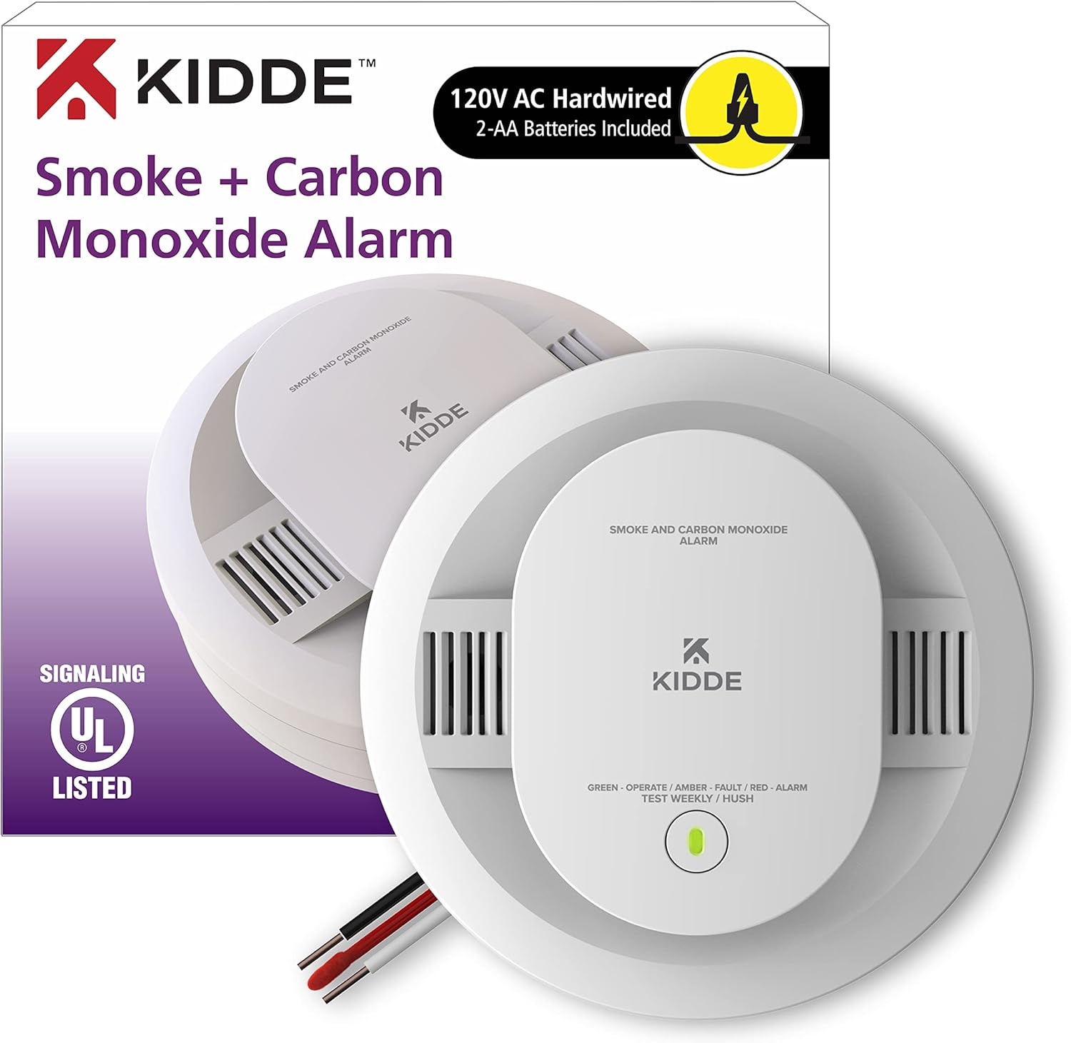AA Battery Powered Hardwired Smoke Carbon Monoxide Detector F882873