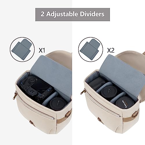 Khaki Canvas Camera Bag with Rain Cover T6037