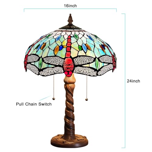 Tiffany Stained Glass Table Lamp 2-Light 16x16x24 Inches Q2356