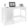 White Rattan Wood Desk with Drawers and Cabinet N564