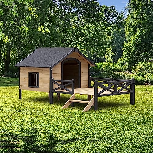 Large Wooden Dog Kennel with Porch C46625