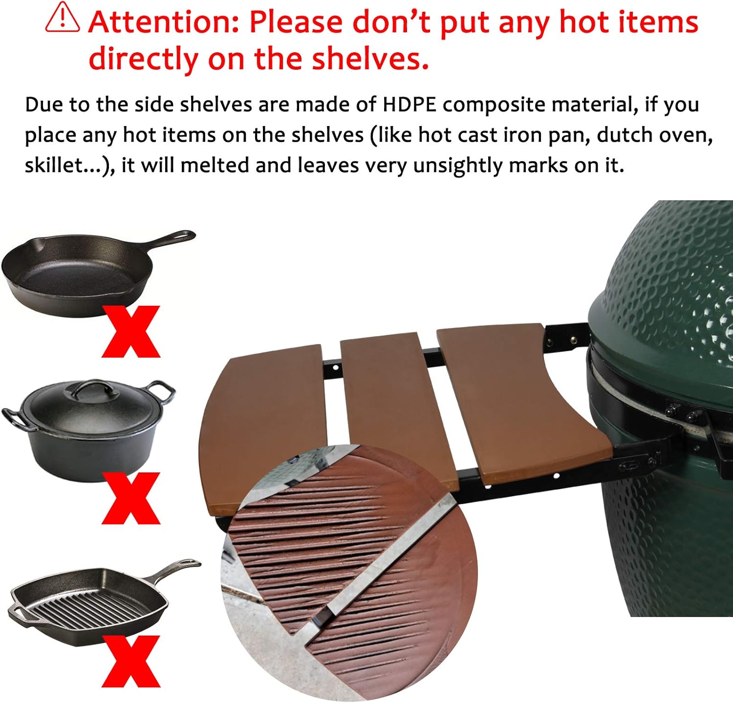 HDPE Grill Side Shelves - 3 Shelves Slats Q827