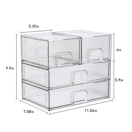 3 Pack Clear Acrylic Drawer Cosmetic Organizer Q212