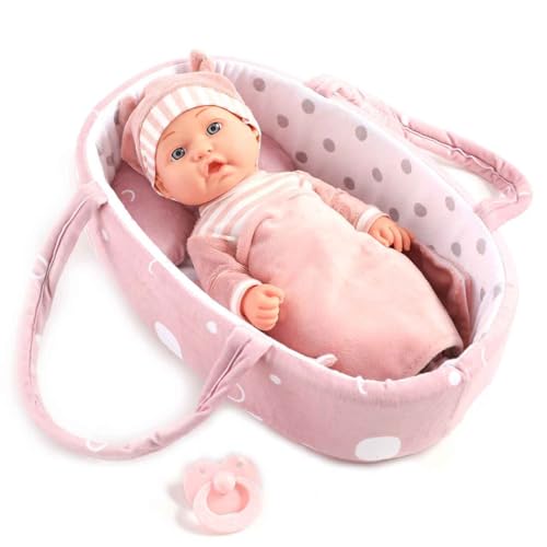 12'' Baby Doll Playset with Washable Doll Accessories Includes Carrier Bassinet Bed, Pacifier, Blanket, and Pillow F63906