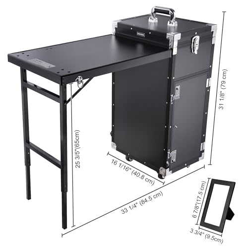 Black Rolling Manicure Table with 4 Drawers O75887