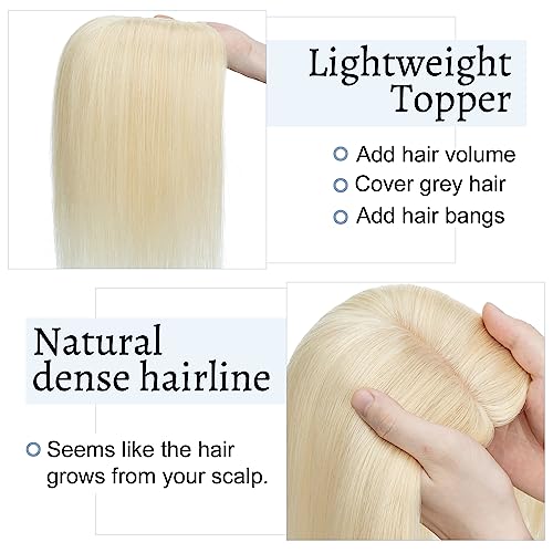 Dark Blonde 18 Inch Real Human Hair Silk Base Clip In Topper Hairpieces U169854