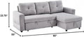 Gray 90" Reversible Pull Out Sleeper L-Shaped Sectional Sofa-Bed with Storage Chaise D65718
