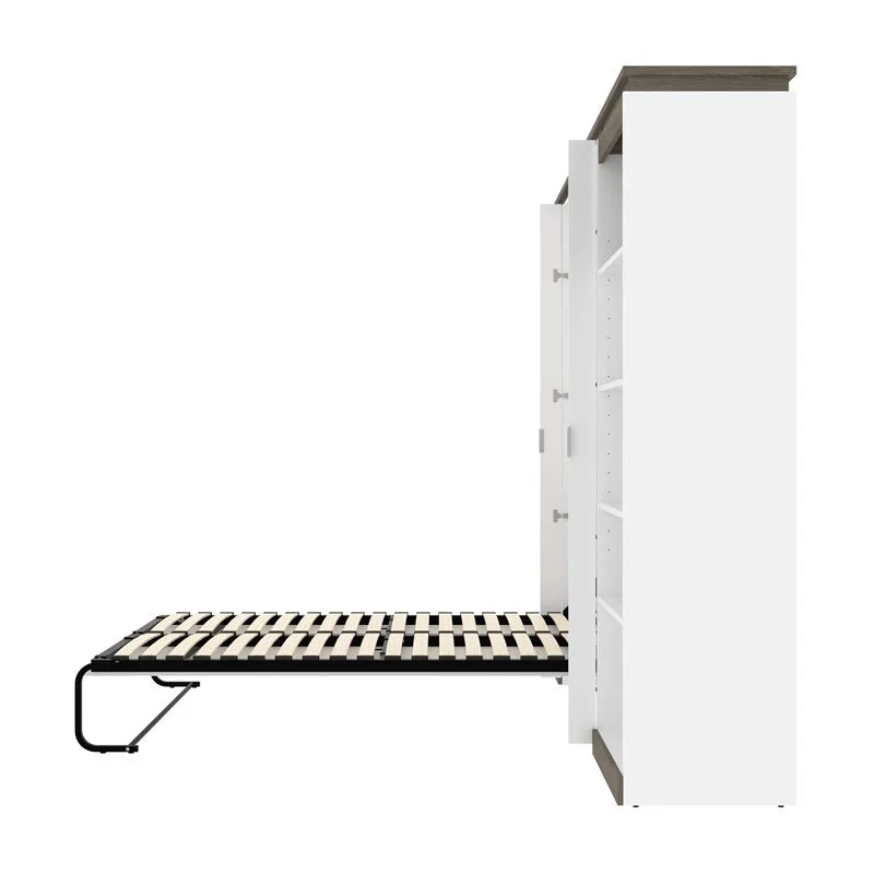 White Full Murphy Bed with 2 Bookcases W43316