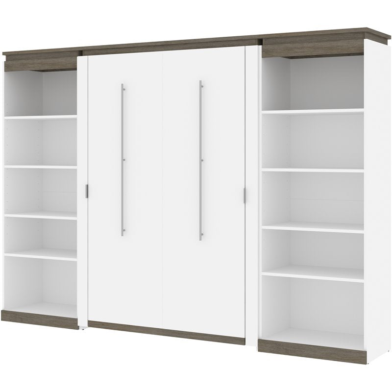 White Full Murphy Bed with 2 Bookcases W43316