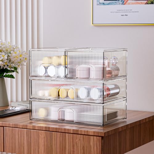 3 Pack Clear Acrylic Drawer Cosmetic Organizer Q212