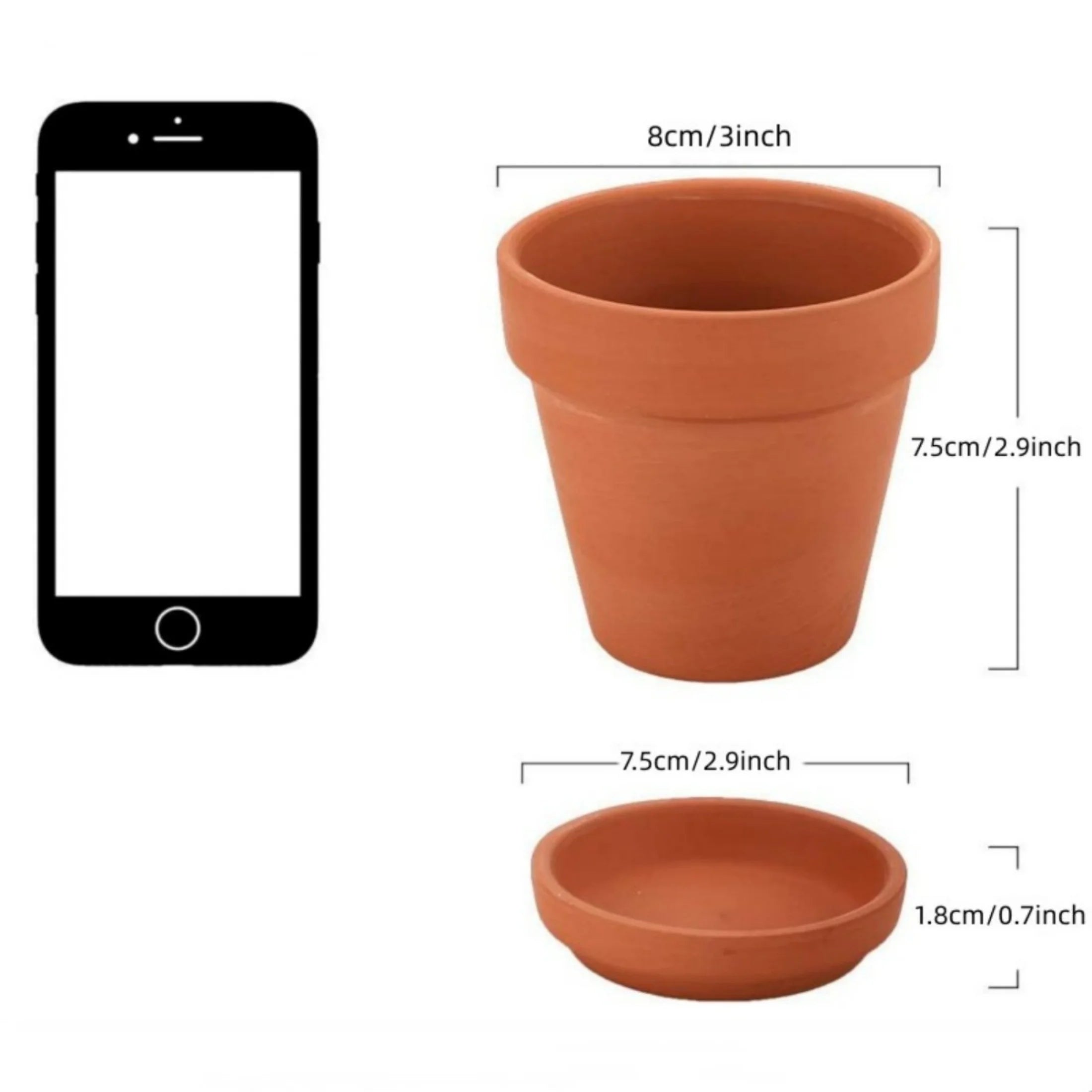4 Pack 3 Inch Terracotta Pots with Saucer M195292