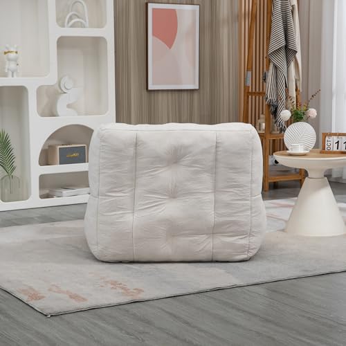 Blue Fluffy Bean Bag Chair with Memory Foam and Ottoman I691