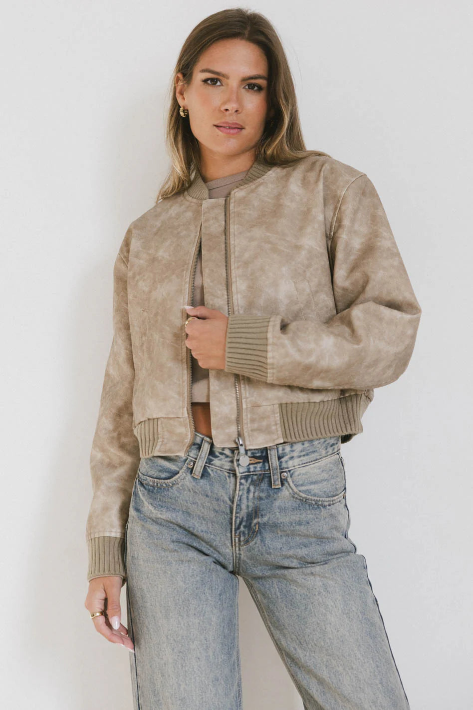 Tan Bomber Jacket Z1803