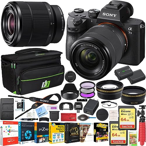 Full Frame Mirrorless Camera with 28-70mm Lens Kit, Telephoto and Wide-Angle Lens Set, 64GB Memory Cards, Bag and Accessories (26 Items) F2229