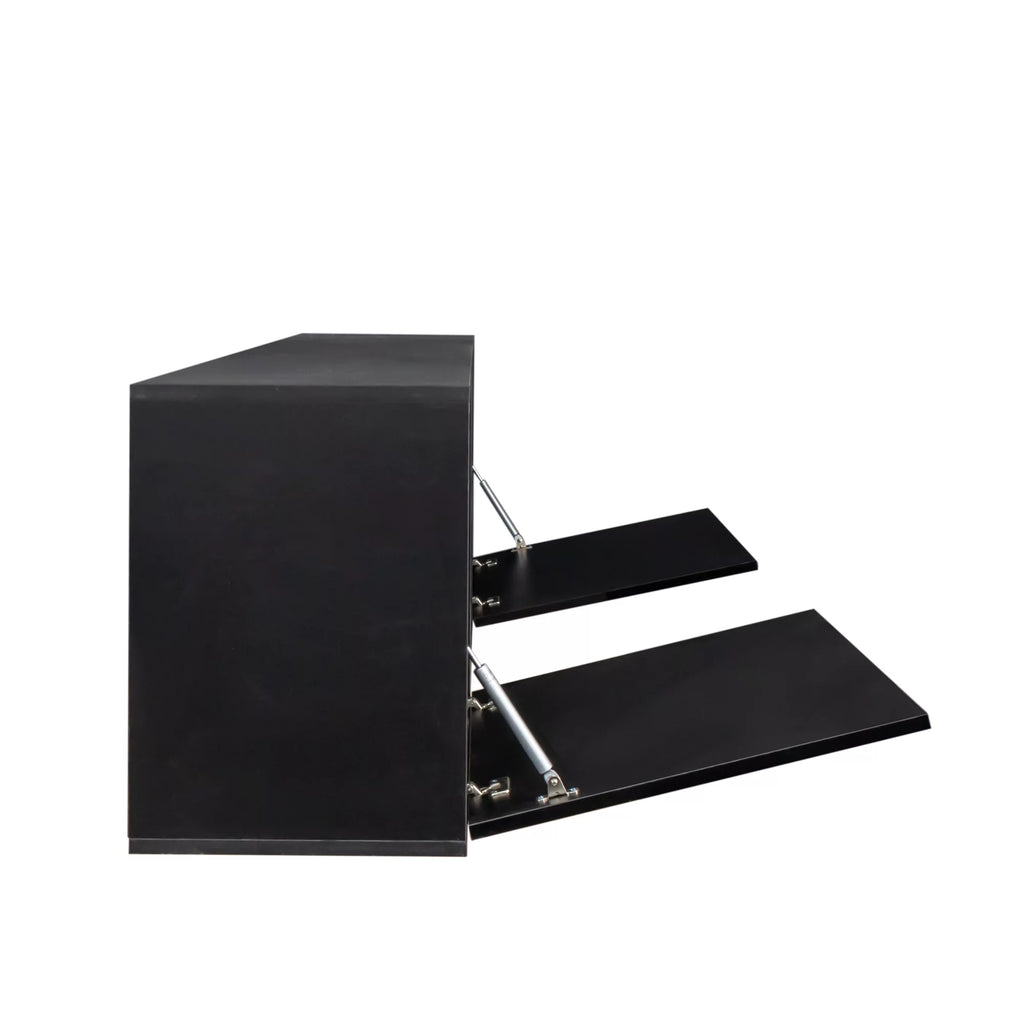 Floating TV Stand with Shelf and Clamshell Doors H1027