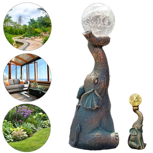 Bronze Solar Elephant Statue Light O7350
