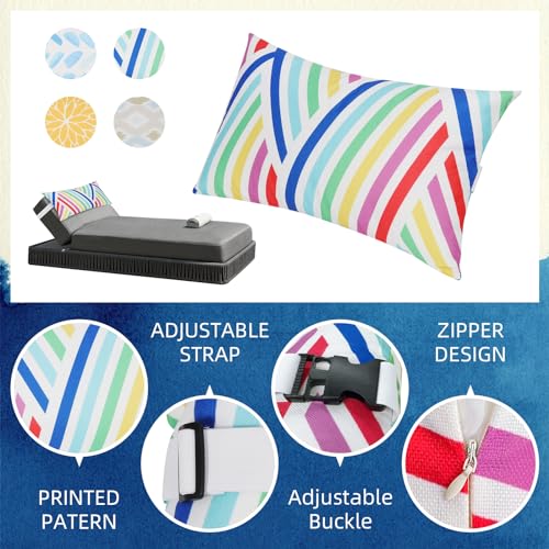 Yellow Blue Flower Waterproof Outdoor Lounge Pillow Set of 2 N831